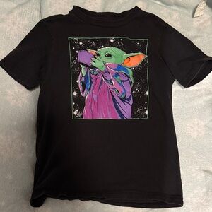 Star Wars Kids Black Tee with Baby Yoda Design